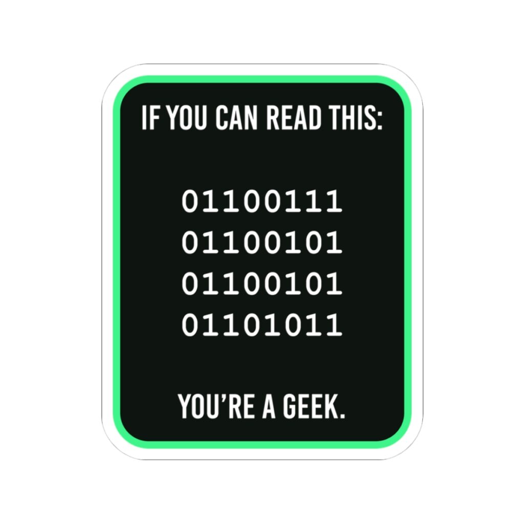 Geek Binary Code sticker, 3 inch, front view