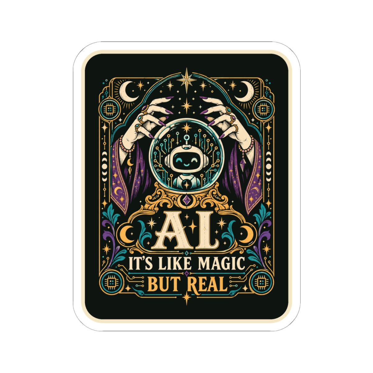 AI Magic Crystal Ball sticker, 6 inch, front view