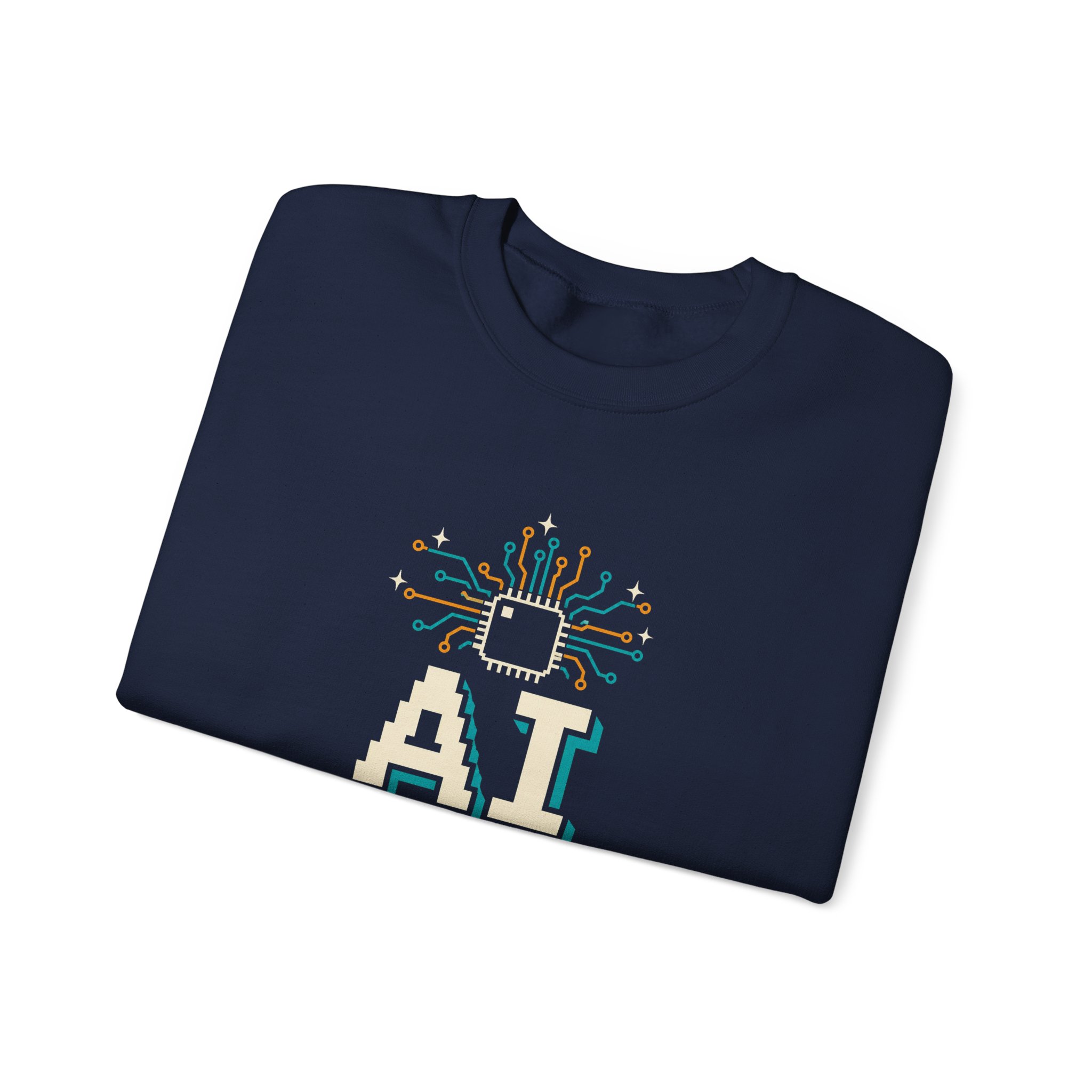 AI Magic Chip crewneck sweatshirt in Navy, folded