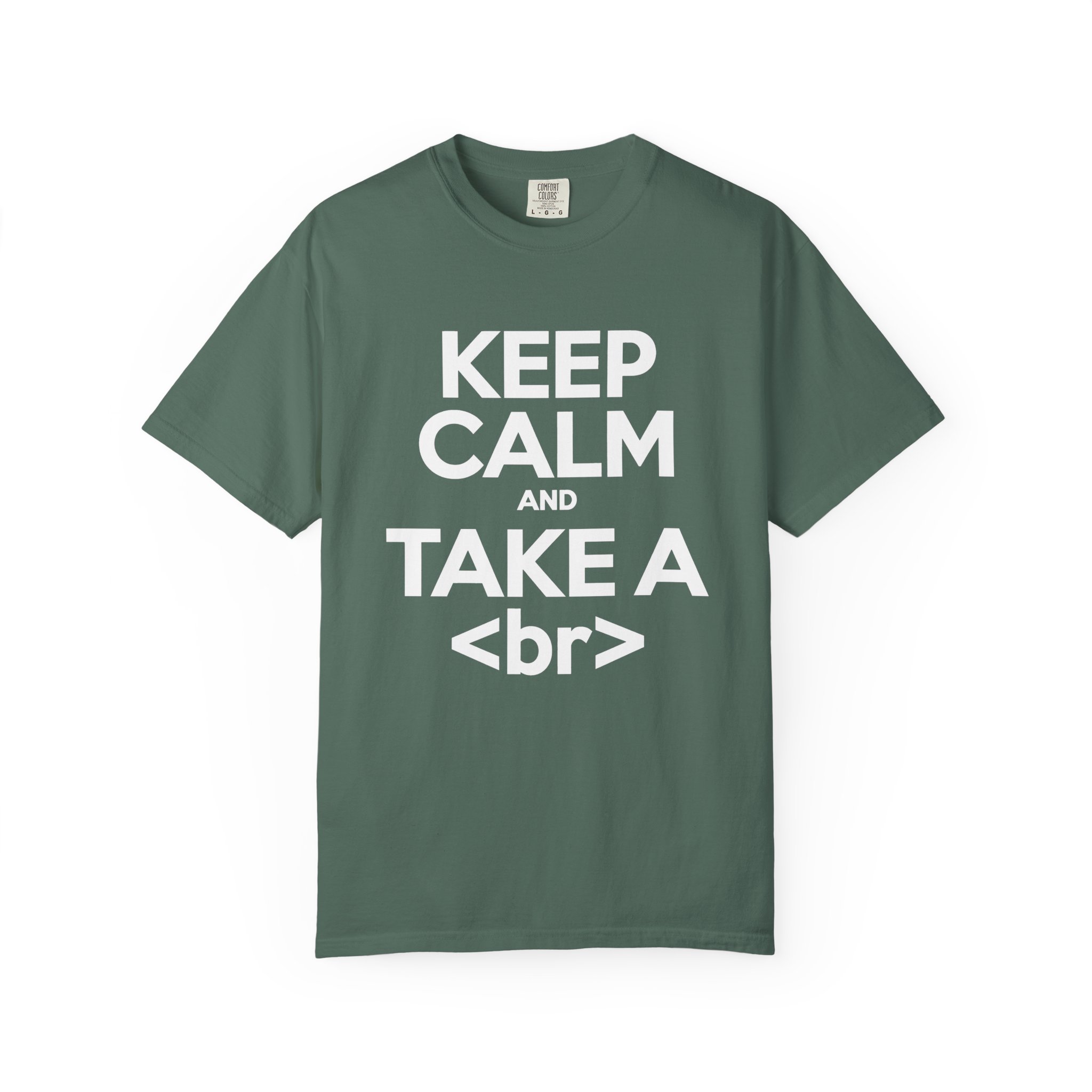 Keep Calm and Take a Break T-shirt in Blue Spruce, front view