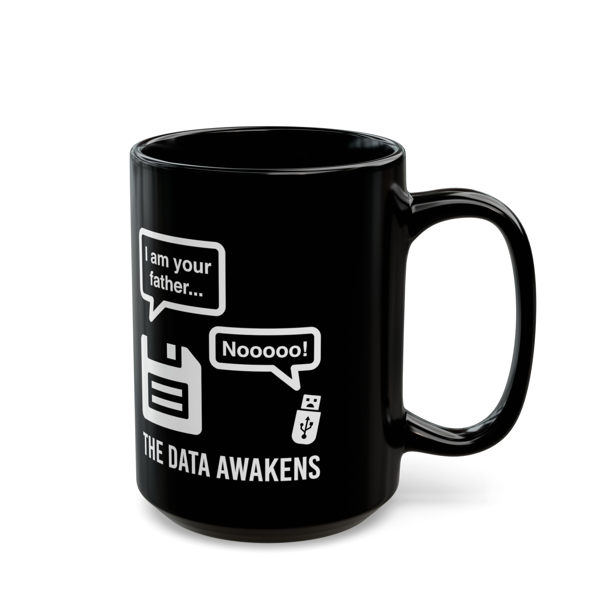 The Data Awakens black mug, 15 oz, right side