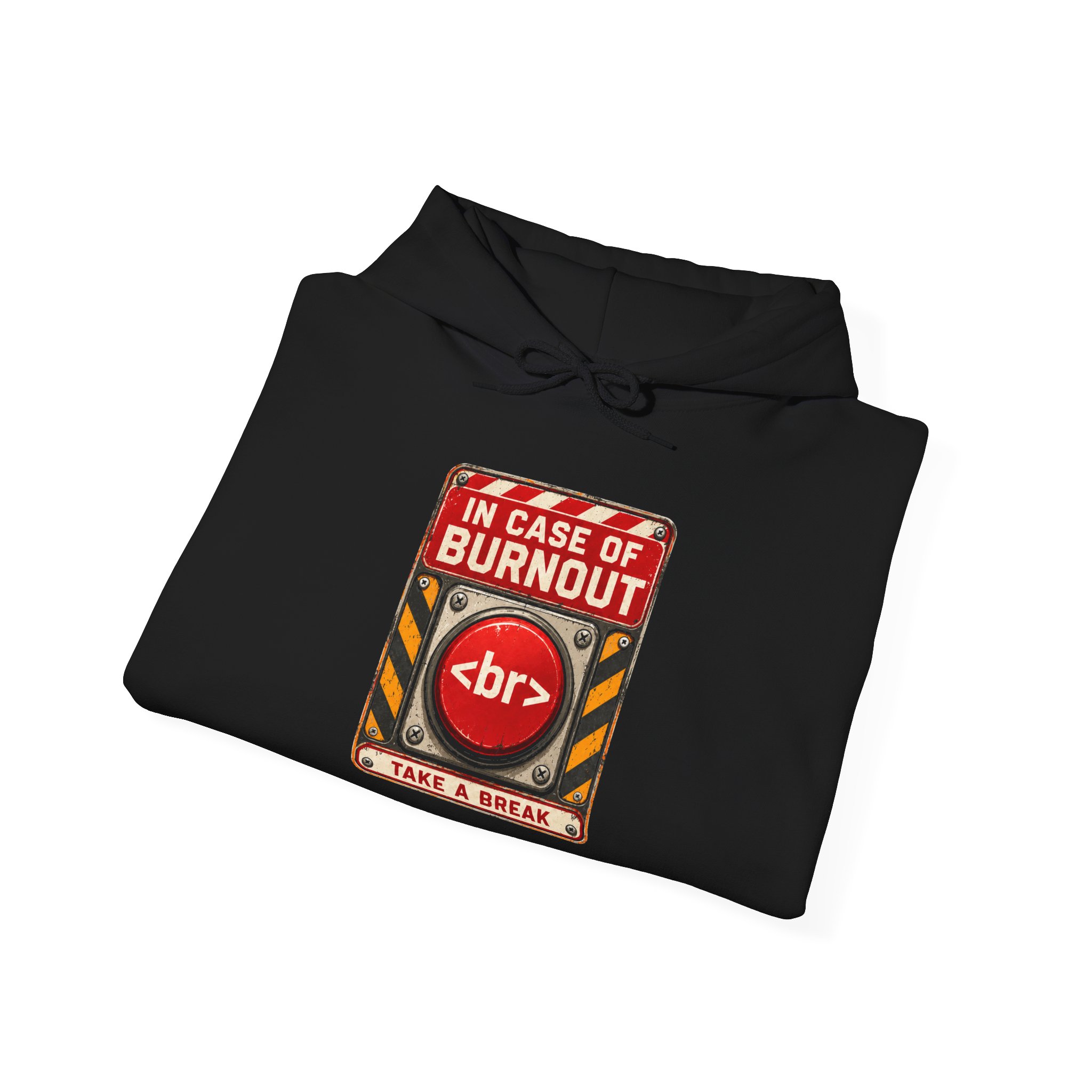 In Case of Burnout hoodie in Black, folded