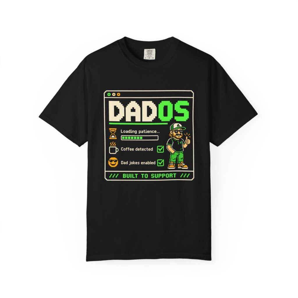 DadOS T-shirt in Black, front view
