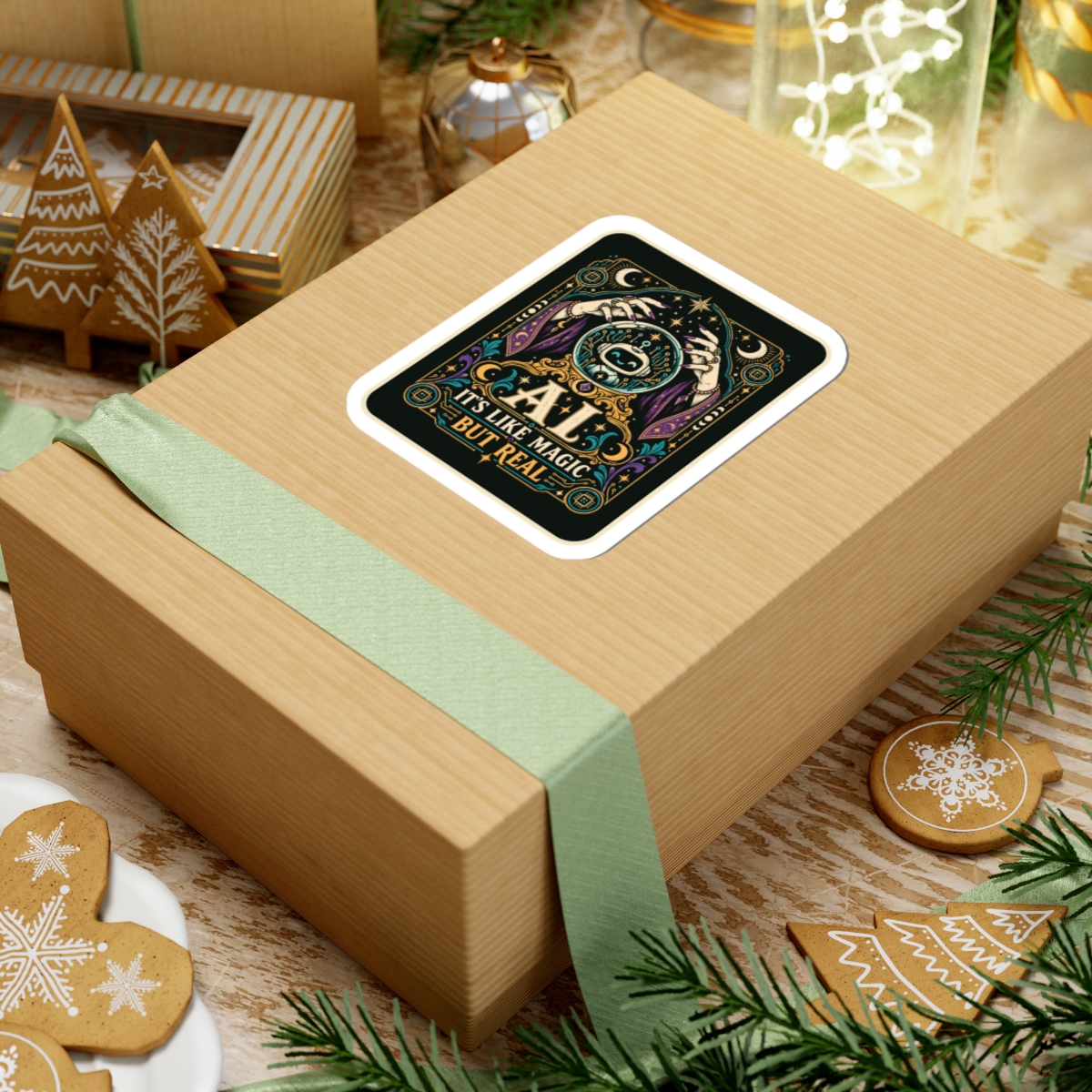 AI Magic Crystal Ball sticker, 4 inch, lifestyle