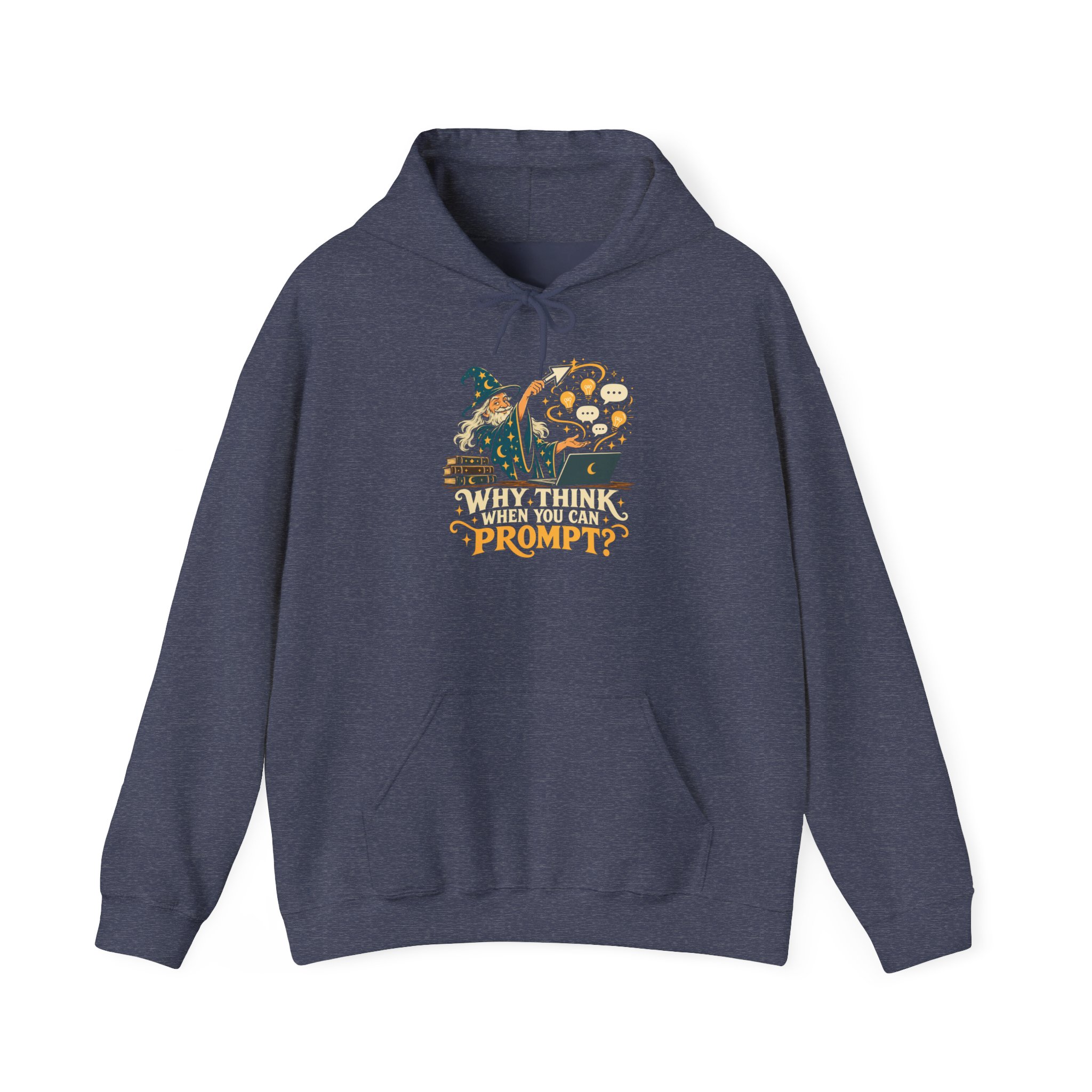 Prompt Wizard hoodie in Heather Sport Dark Navy, front view