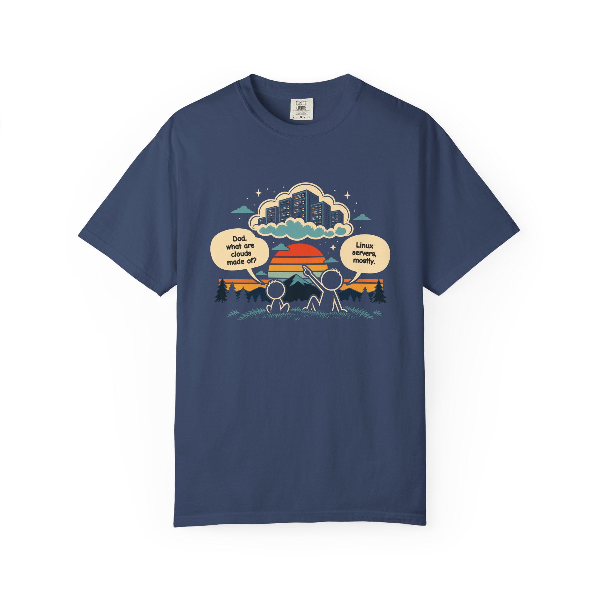 Linux Clouds T-shirt in China Blue, front view