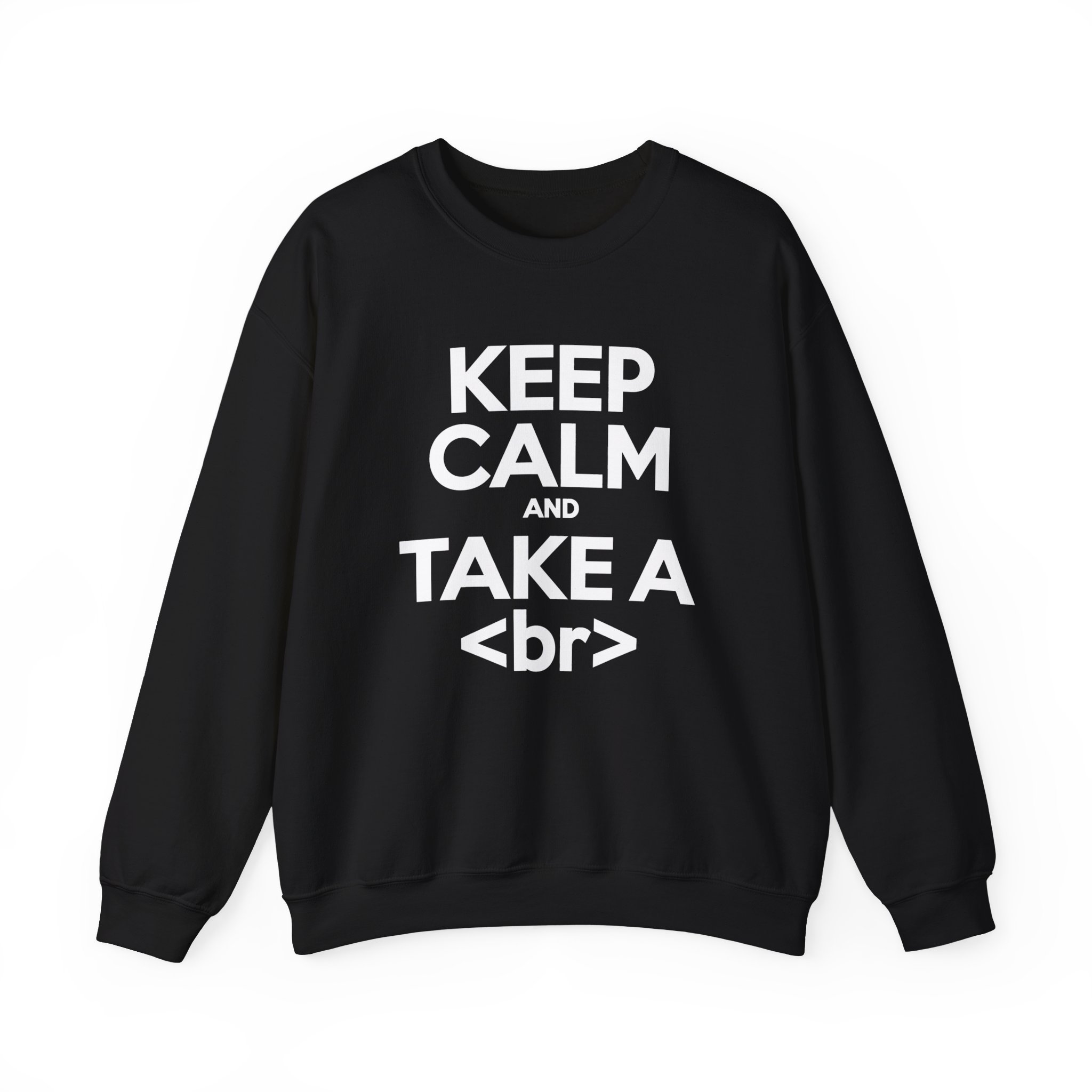 Keep Calm and Take a Break crewneck sweatshirt in Black, front view