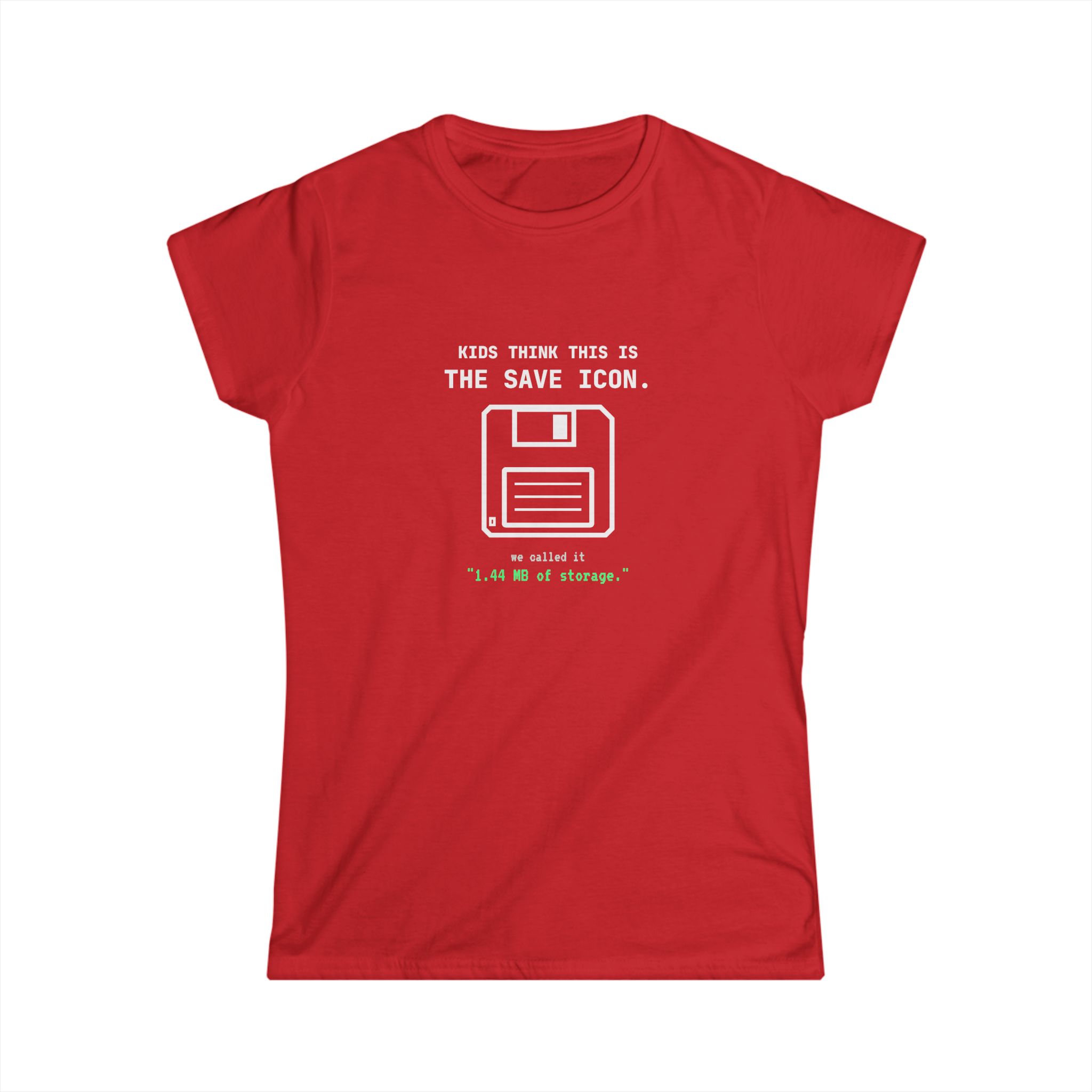 The Original Save Icon women's T-shirt in Red, front view