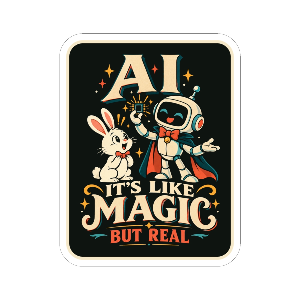 AI Magic Bunny sticker, 6 inch, front view