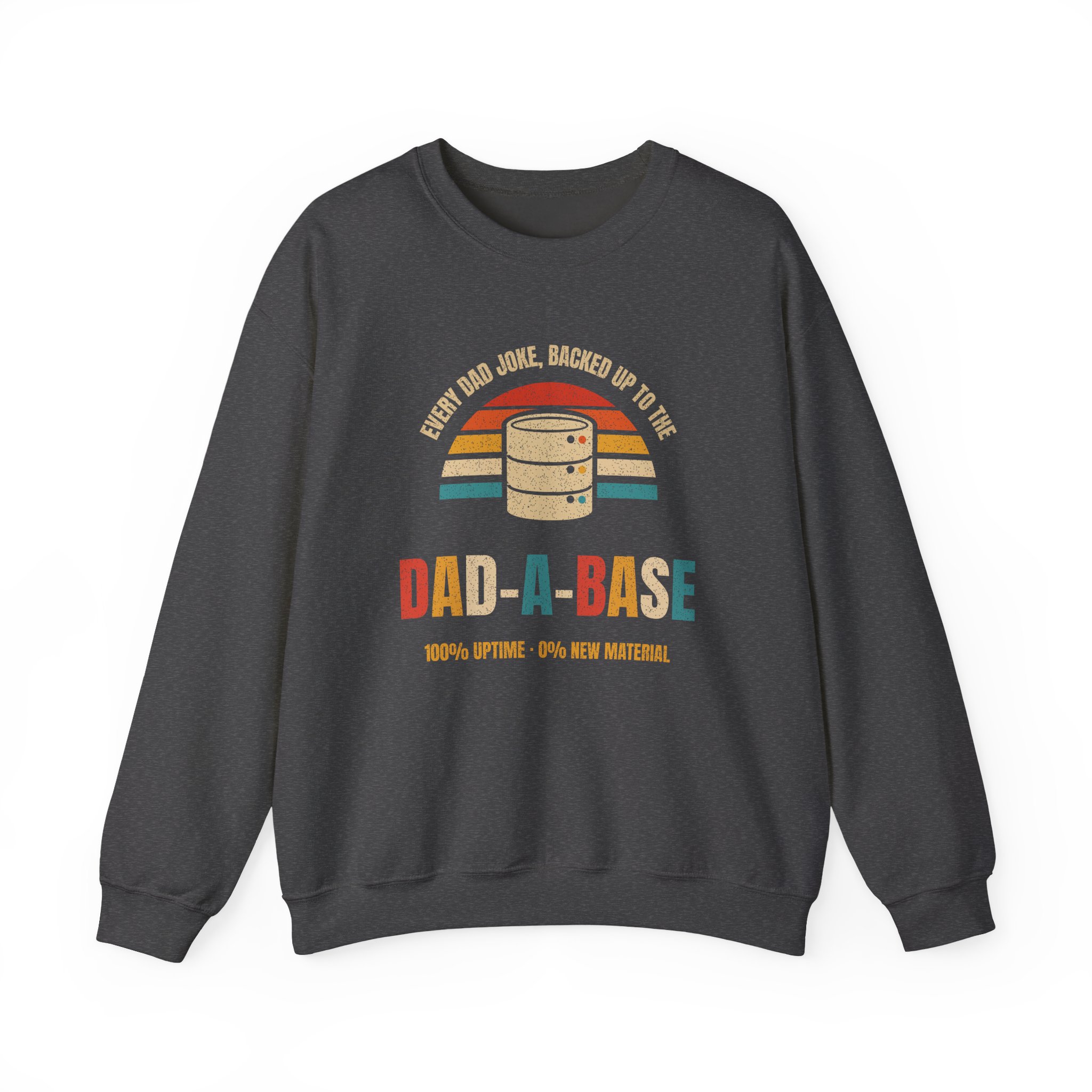 Dad-a-Base crewneck sweatshirt in Dark Heather, front view