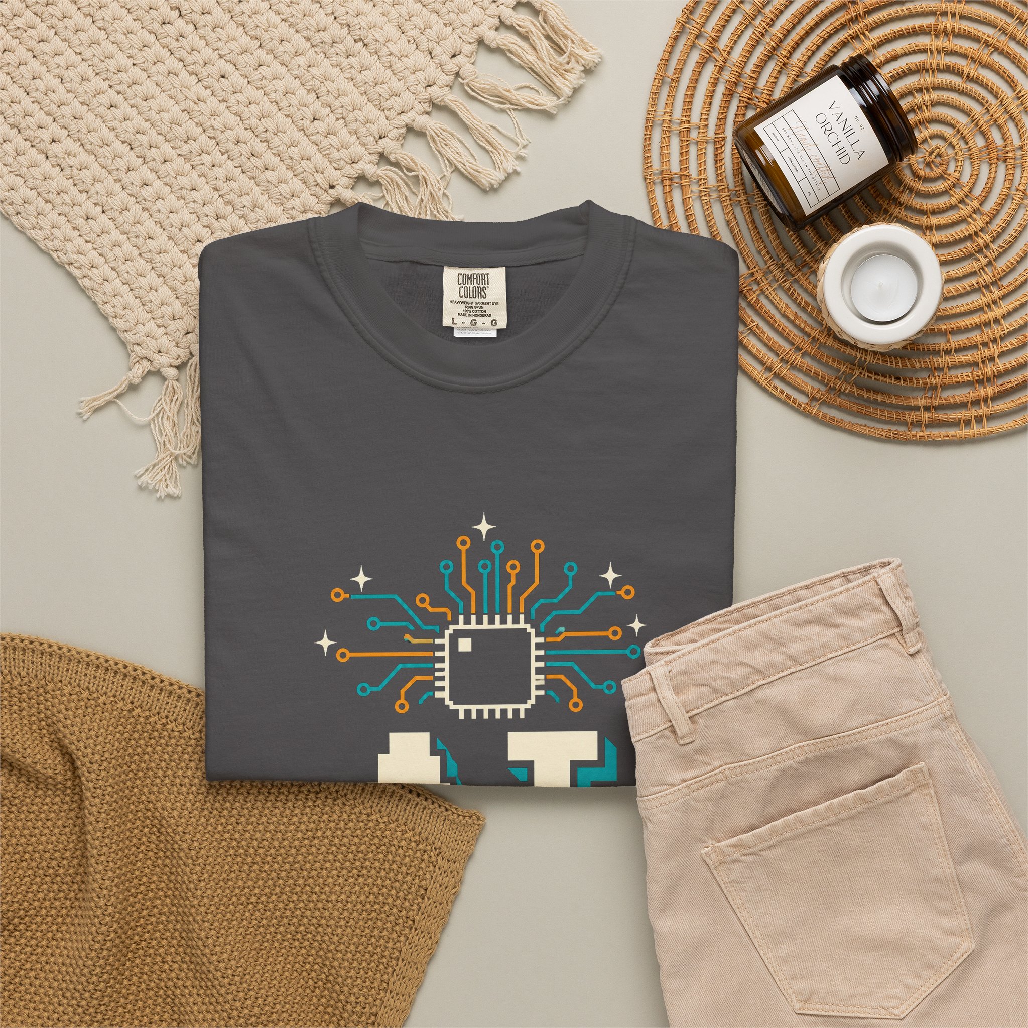 AI Magic Chip T-shirt in Graphite, folded 2