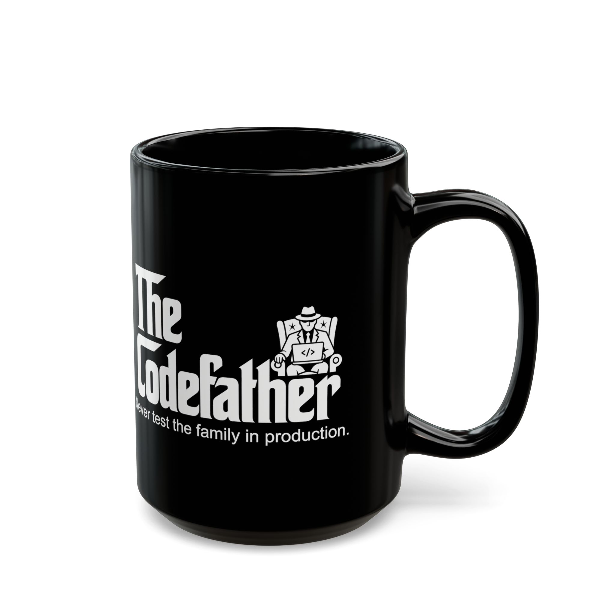 The Codefather black mug, 15 oz, right side