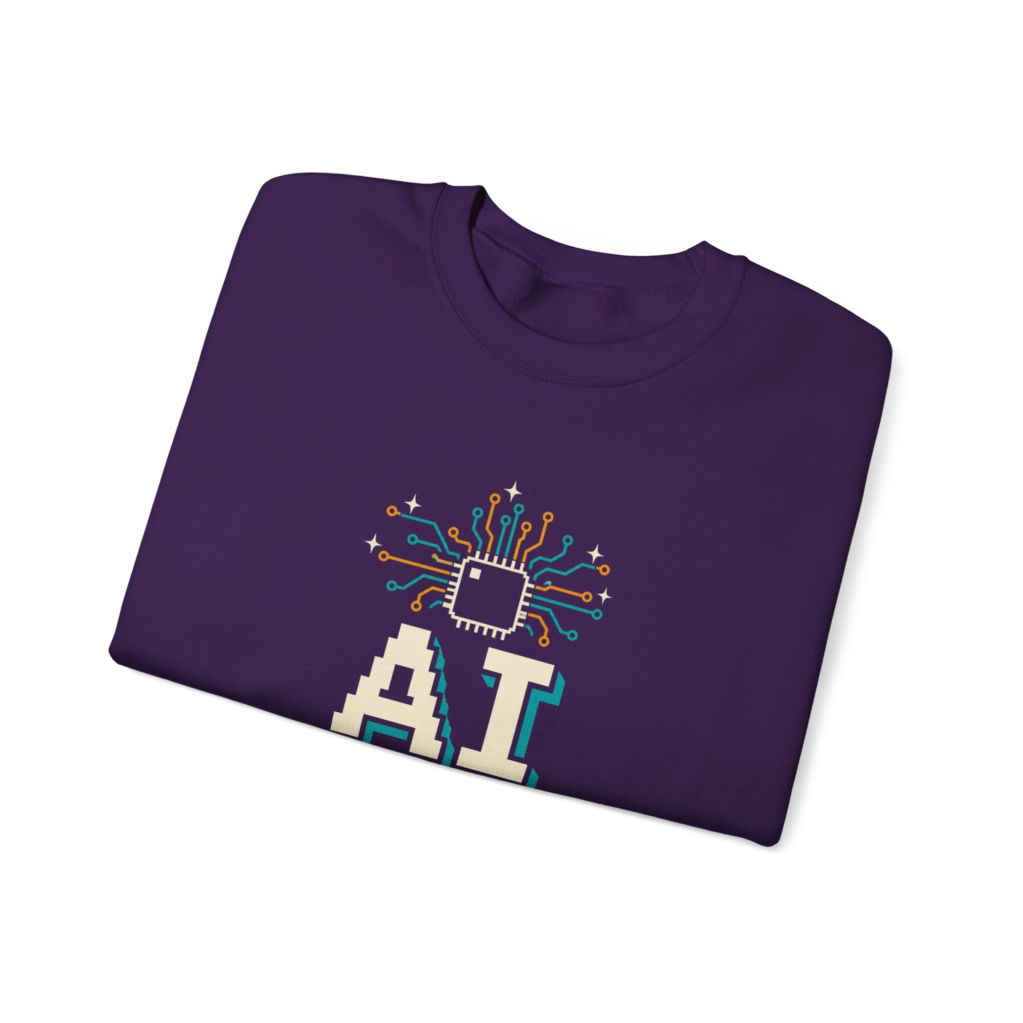 AI Magic Chip crewneck sweatshirt in Purple, folded