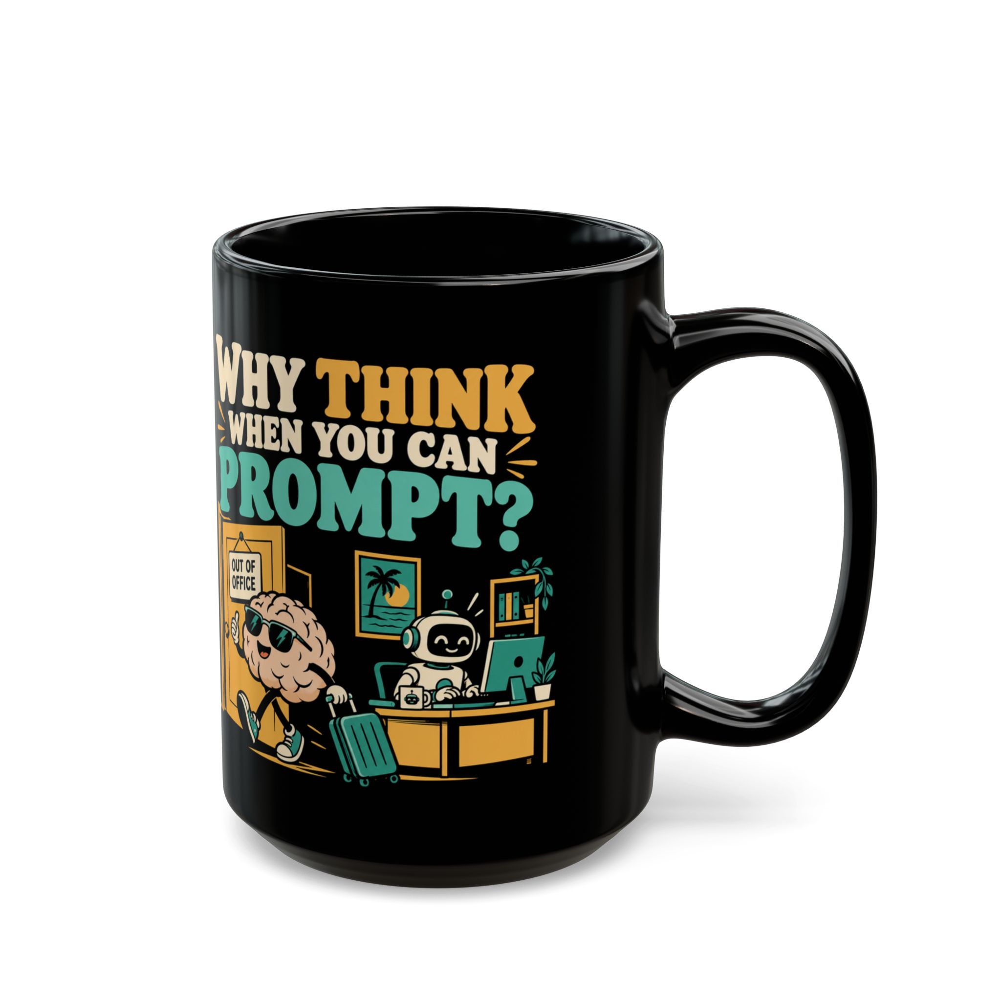Prompt Out of Office black mug, 15 oz, right side