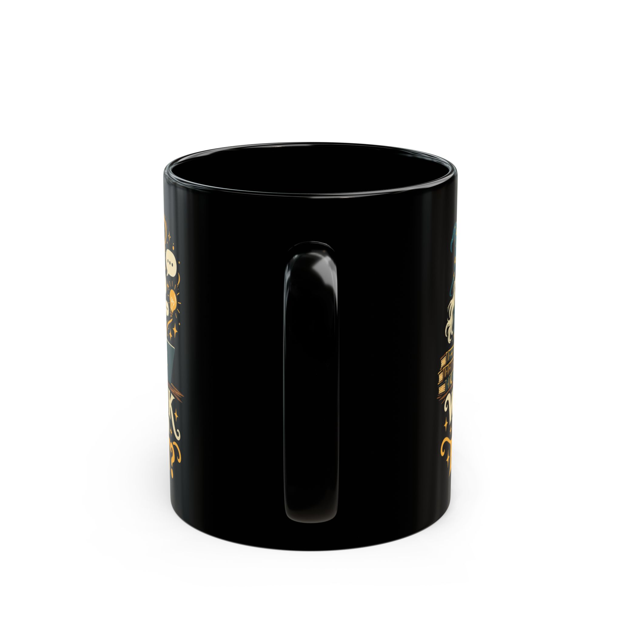 Prompt Wizard black mug, 11 oz, back view
