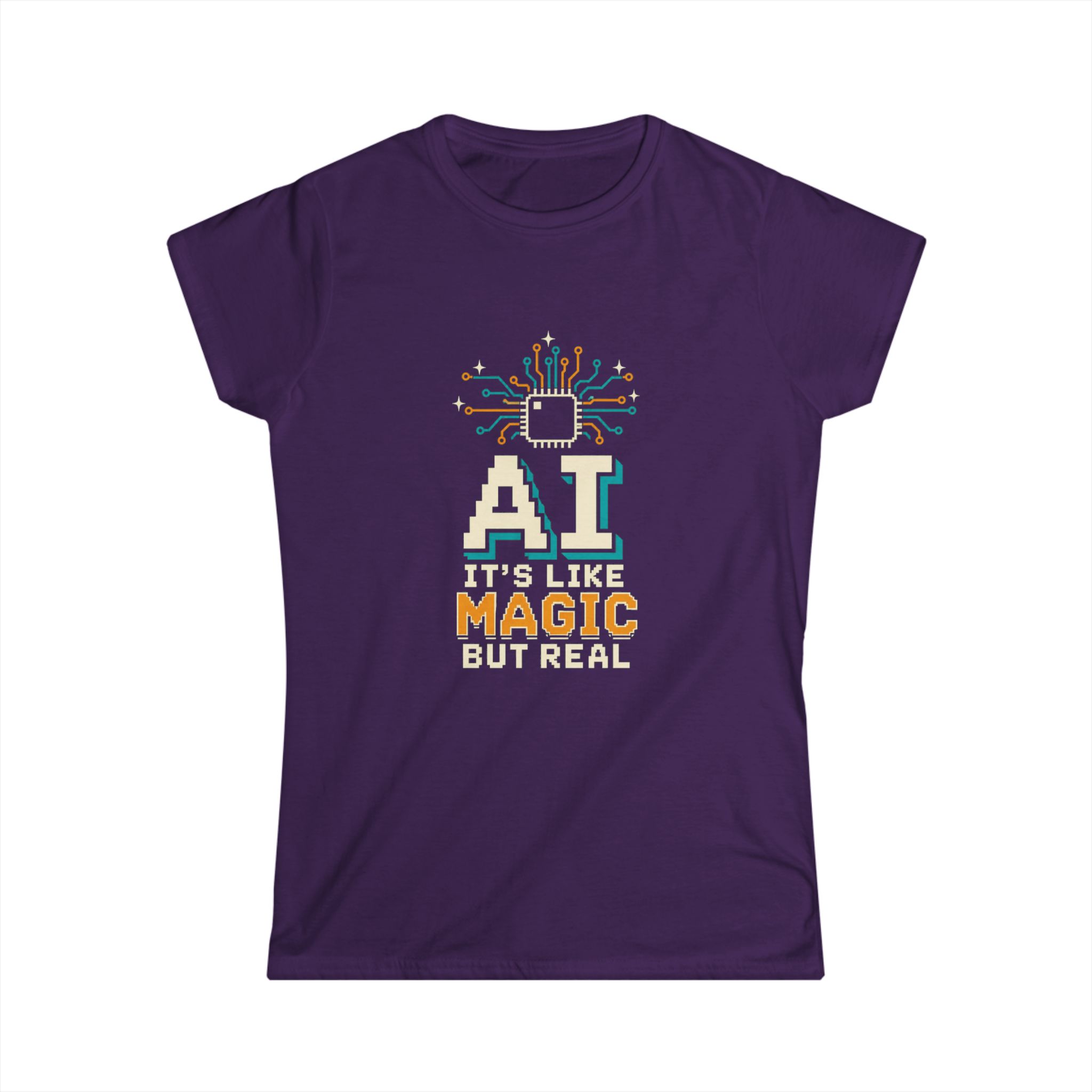 AI Magic Chip women's T-shirt in Purple, front view