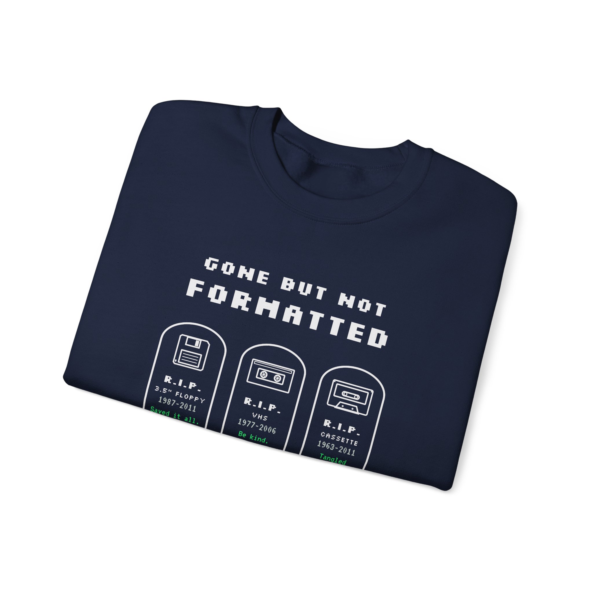 Gone But Not Formatted crewneck sweatshirt in Navy, folded