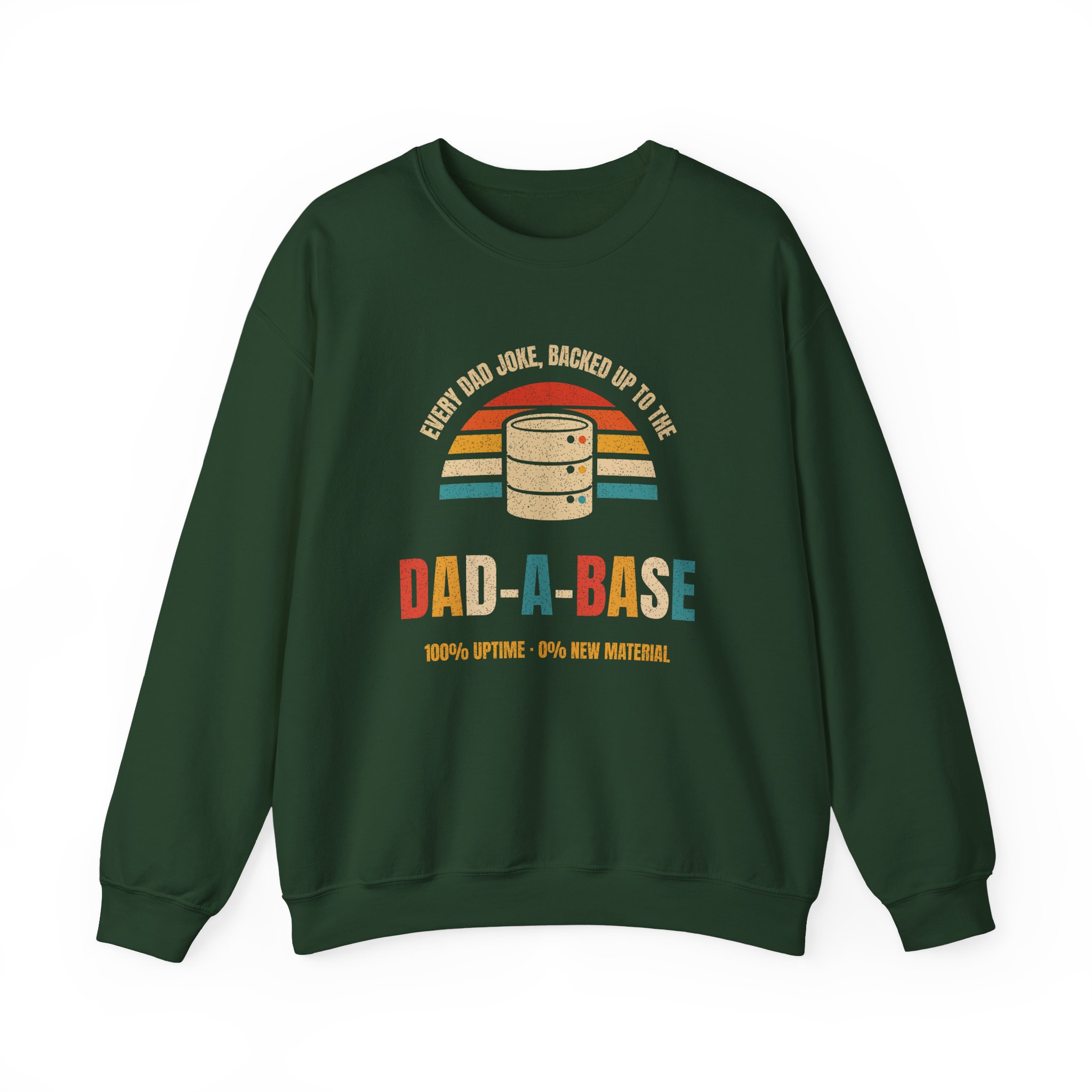 Dad-a-Base crewneck sweatshirt in Forest Green, front view