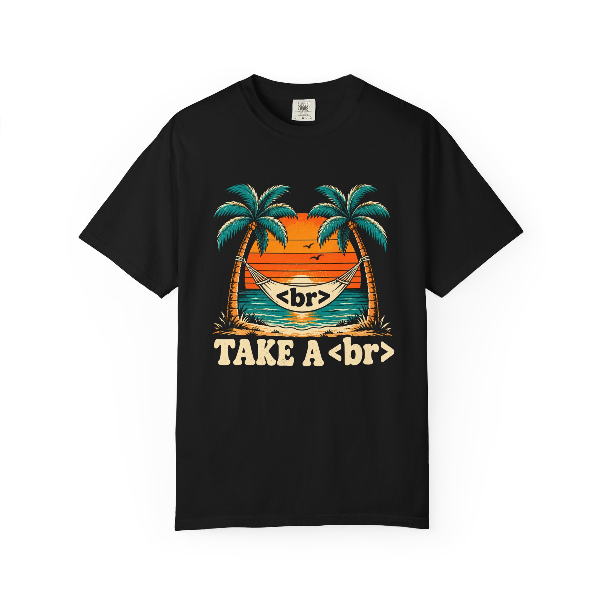 Take a Break Hammock T-shirt in Black, front view