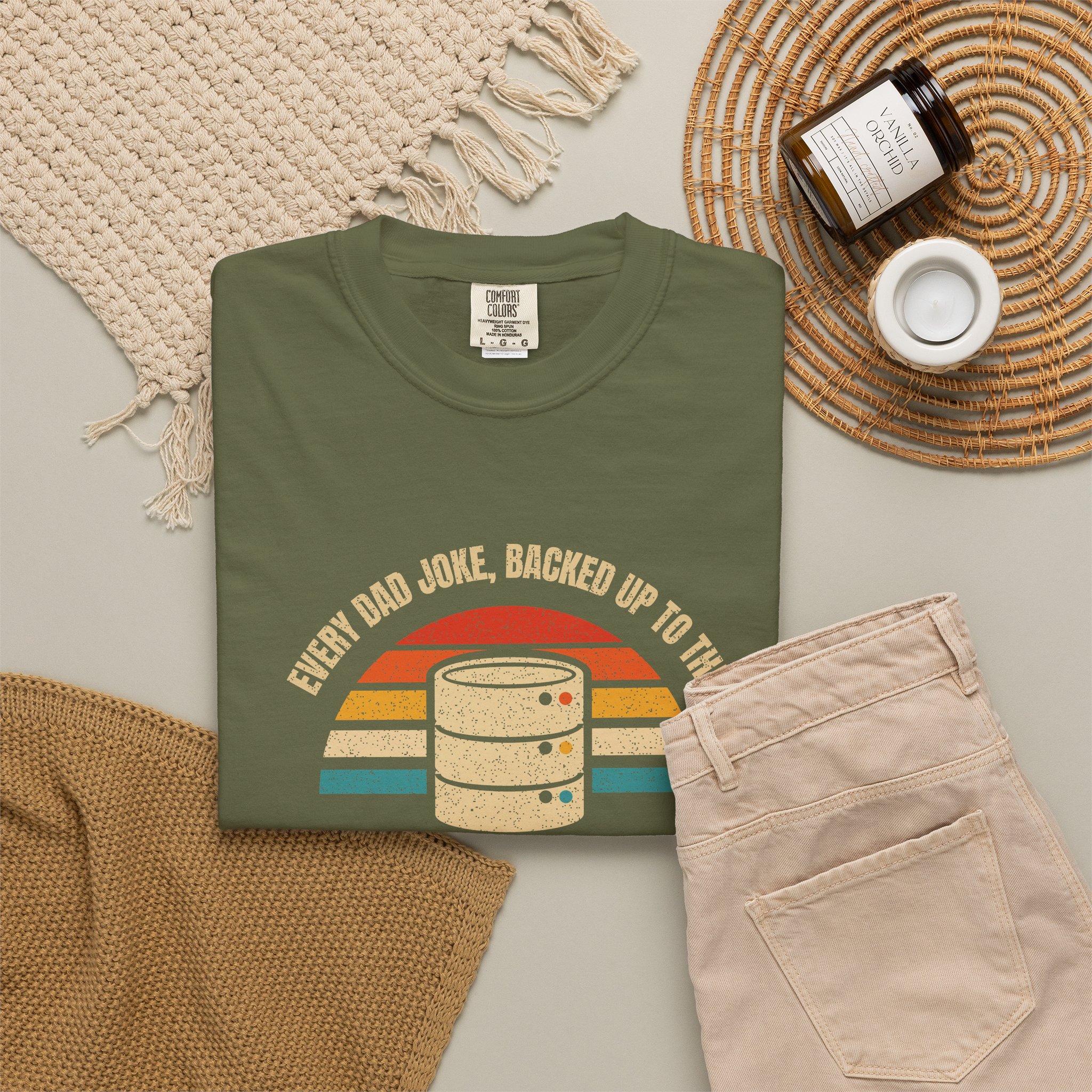 Dad-a-Base T-shirt in Hemp, folded 2