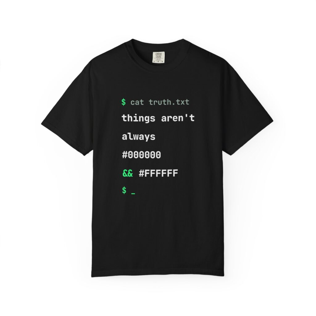 cat truth.txt T-shirt in Black, front view