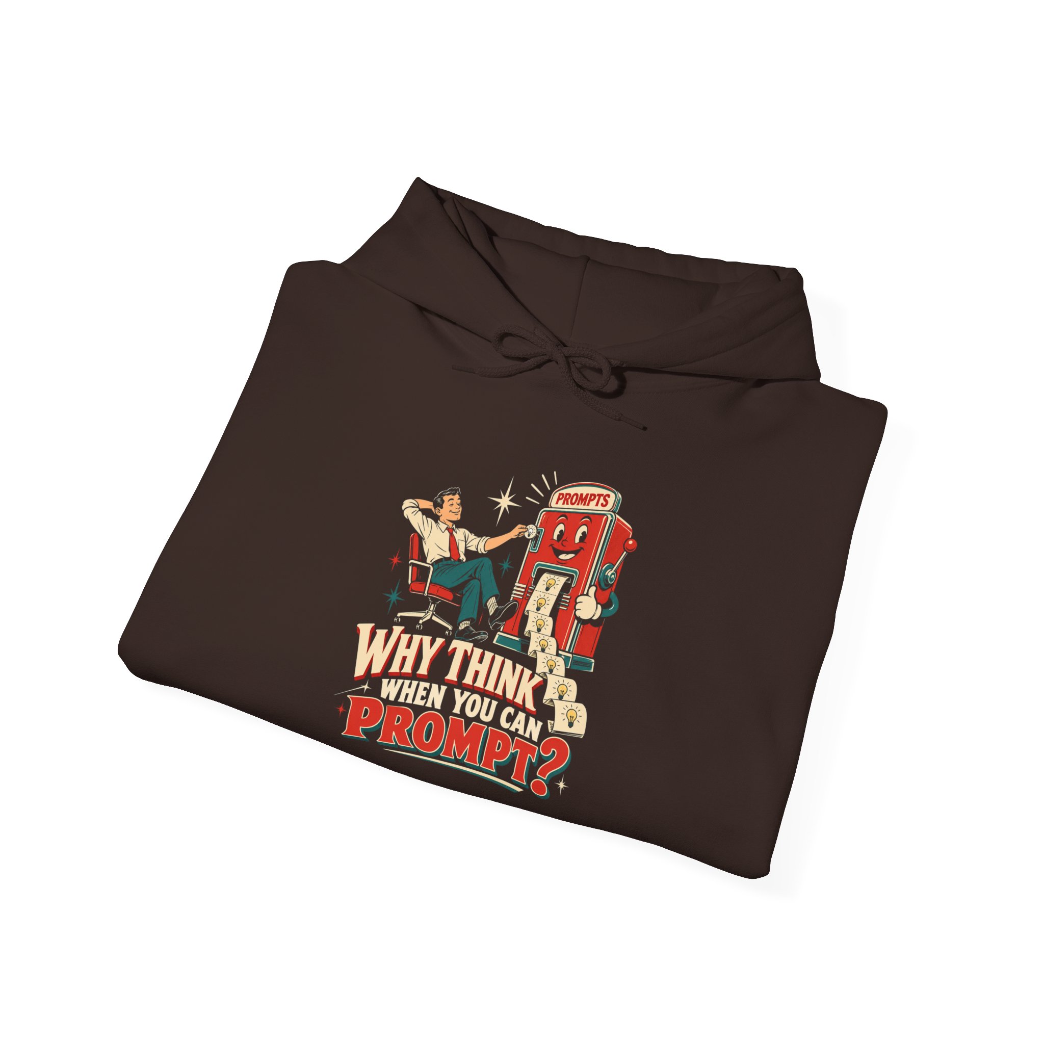 Prompt Machine hoodie in Dark Chocolate, folded
