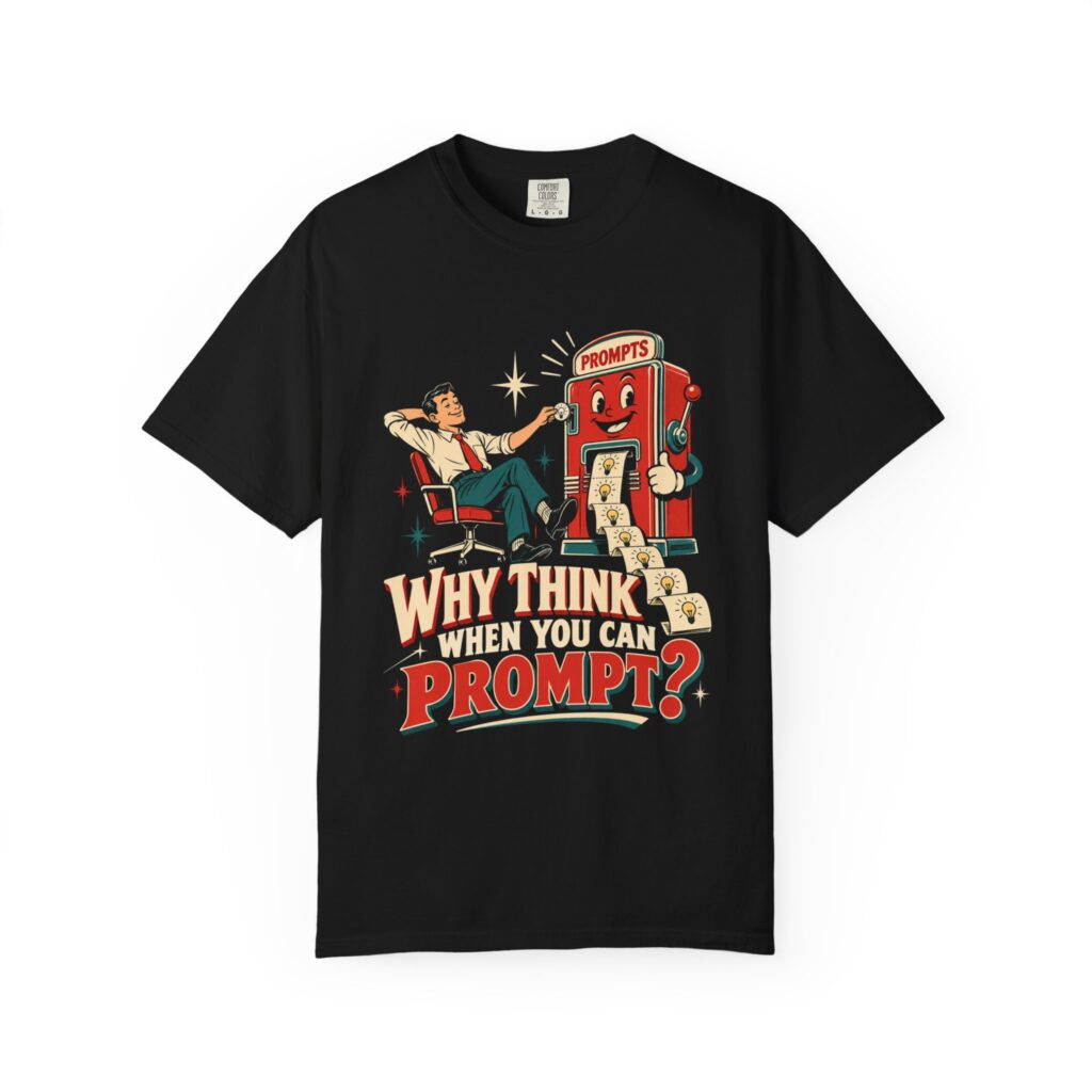 Prompt Machine T-shirt in Black, front view