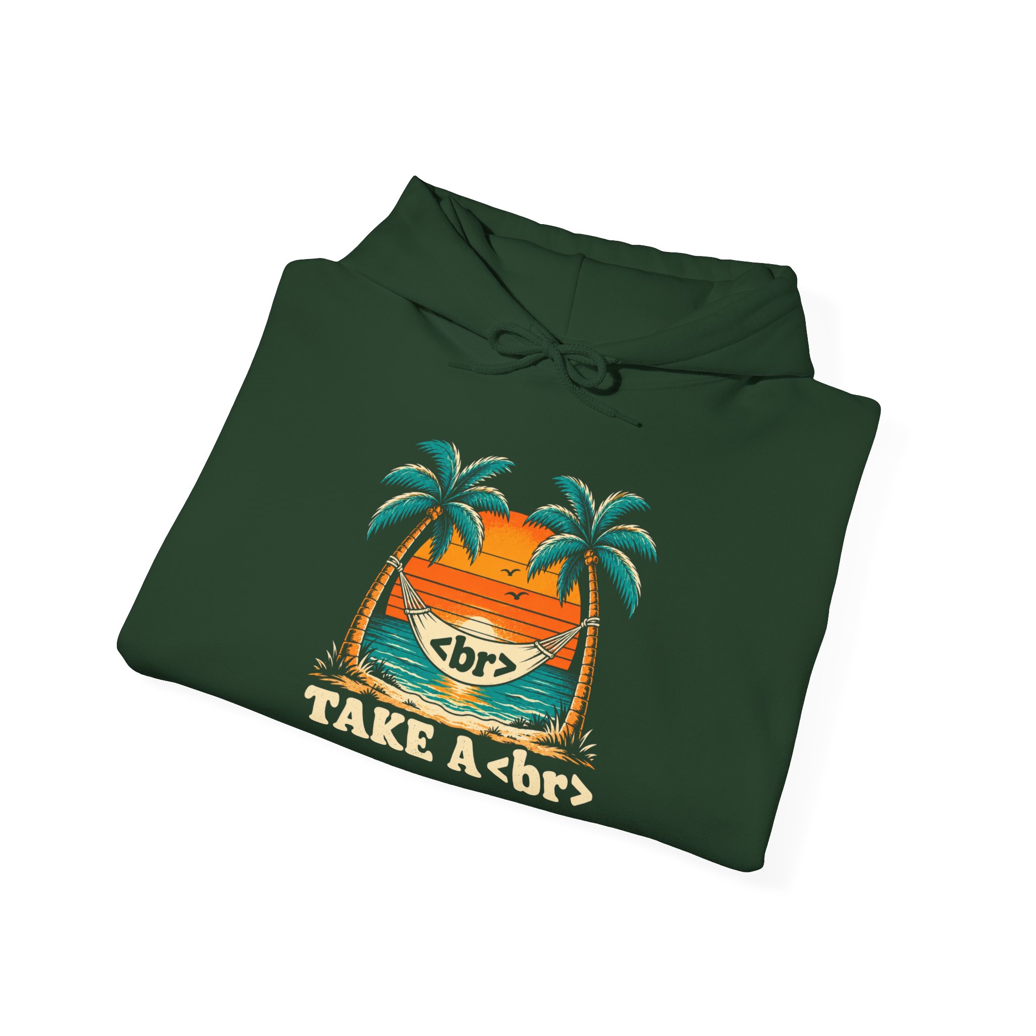 Take a Break Hammock hoodie in Forest Green, folded
