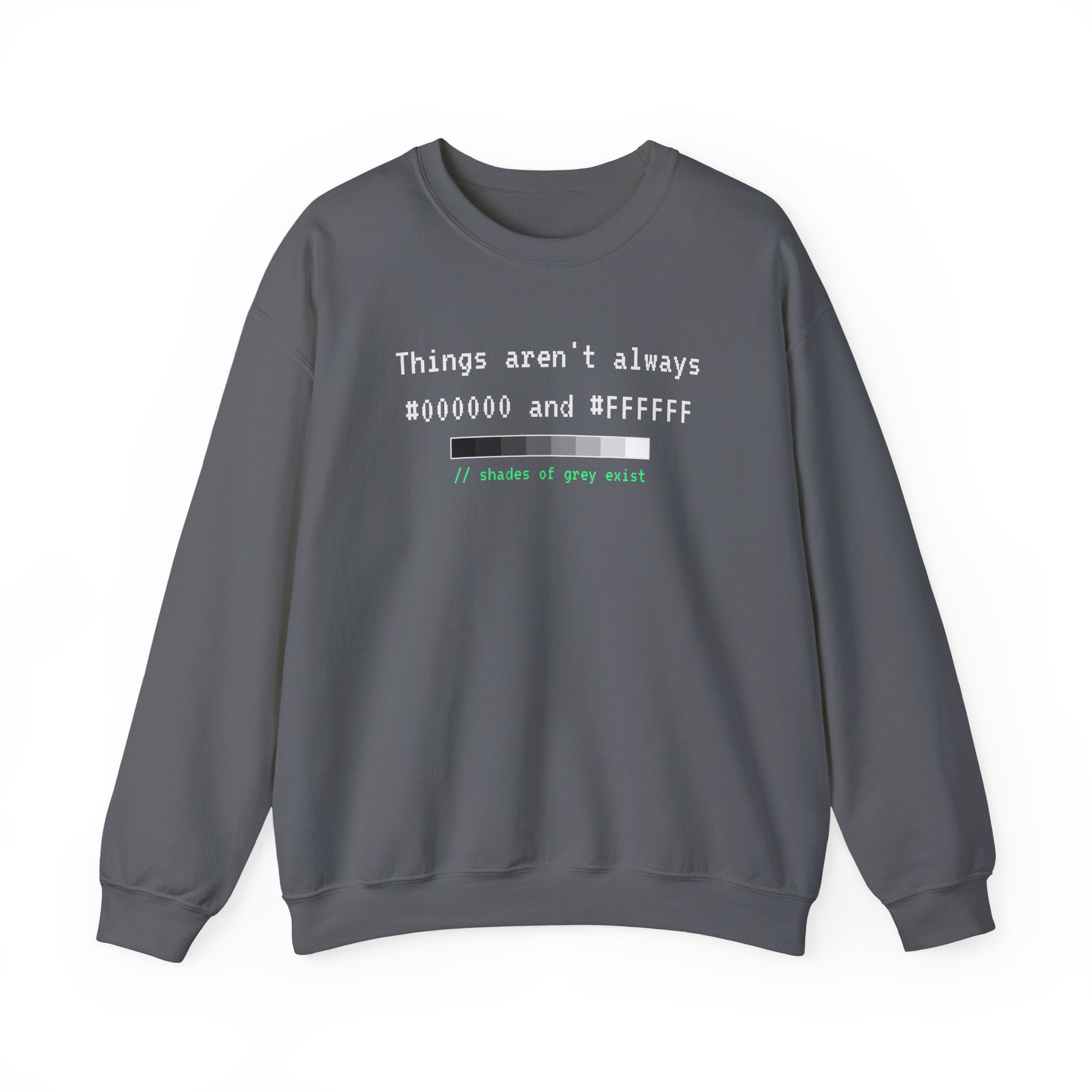 Shades of Grey Exist crewneck sweatshirt in Charcoal, front view