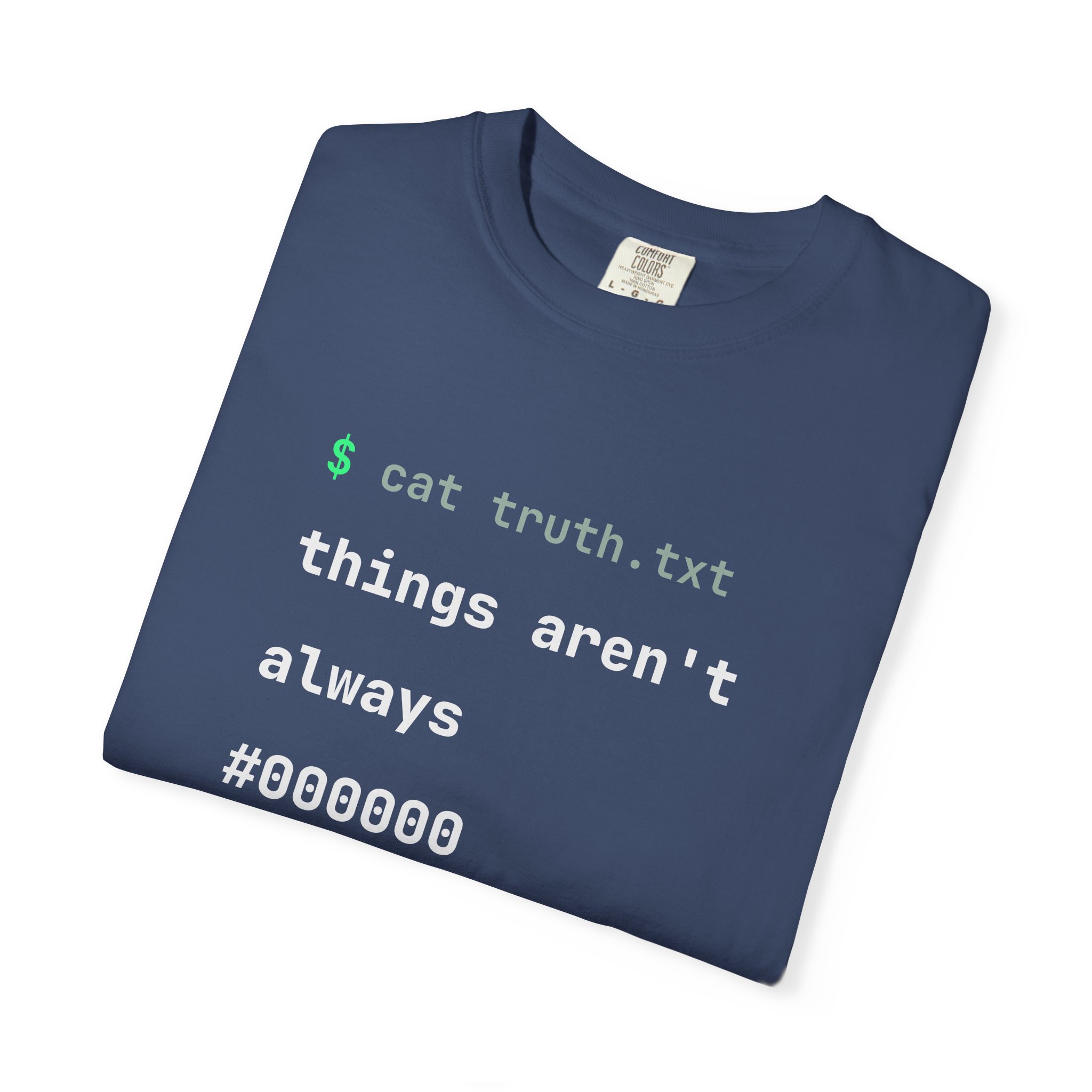 cat truth.txt T-shirt in China Blue, folded