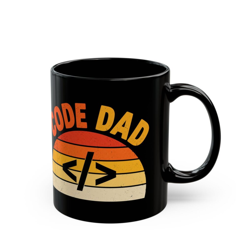 Code Dad black mug, 11 oz, right side