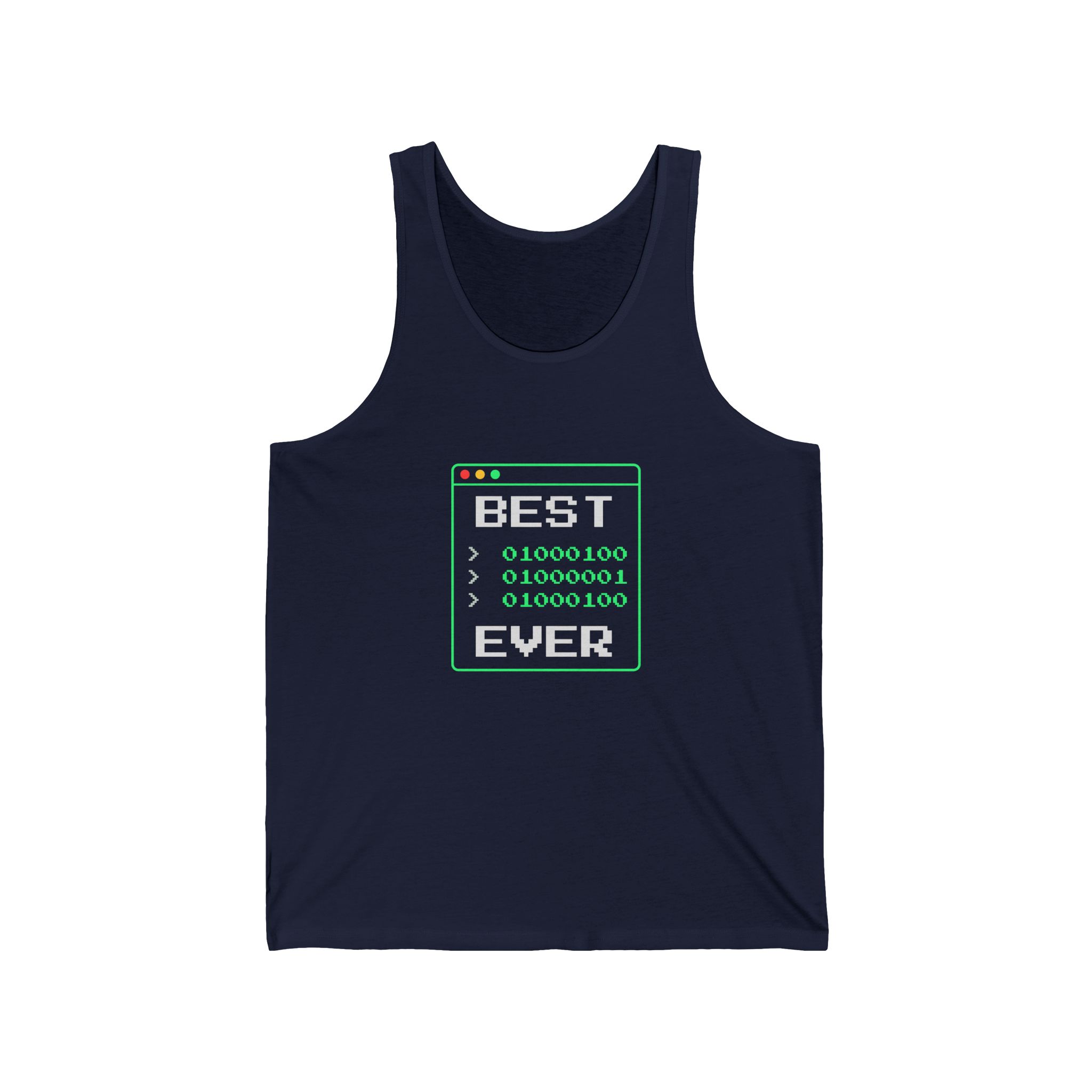 Best Dad Ever unisex tank in Navy, front view
