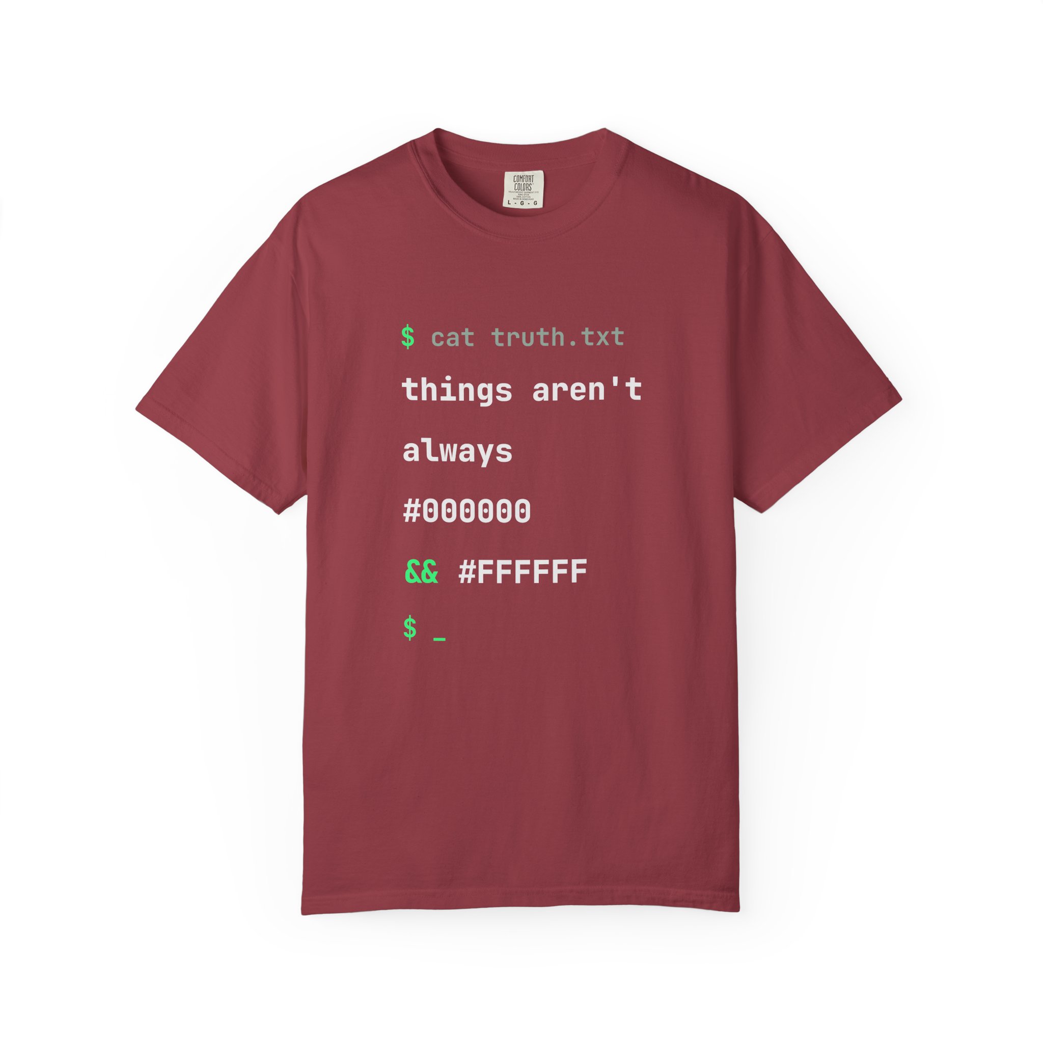 cat truth.txt T-shirt in Chili, front view