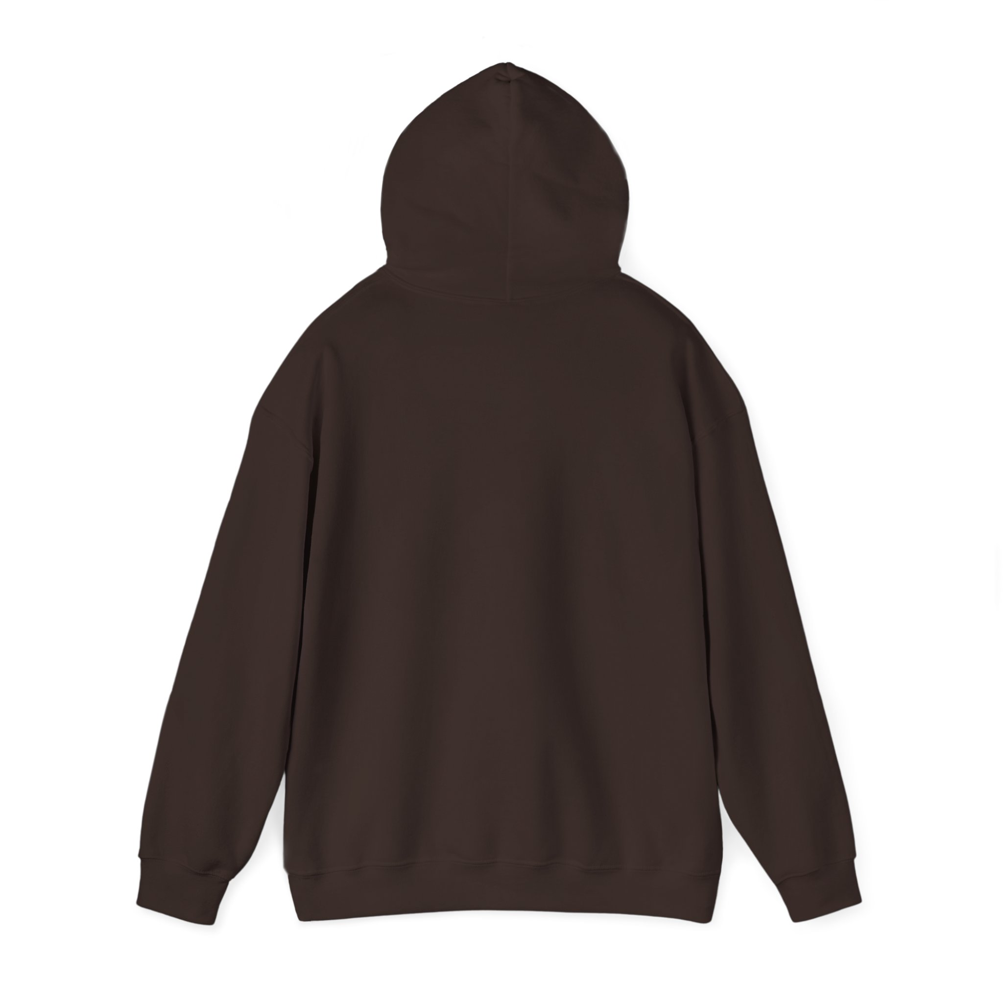 Prompt Mission Control hoodie in Dark Chocolate, back view, second angle