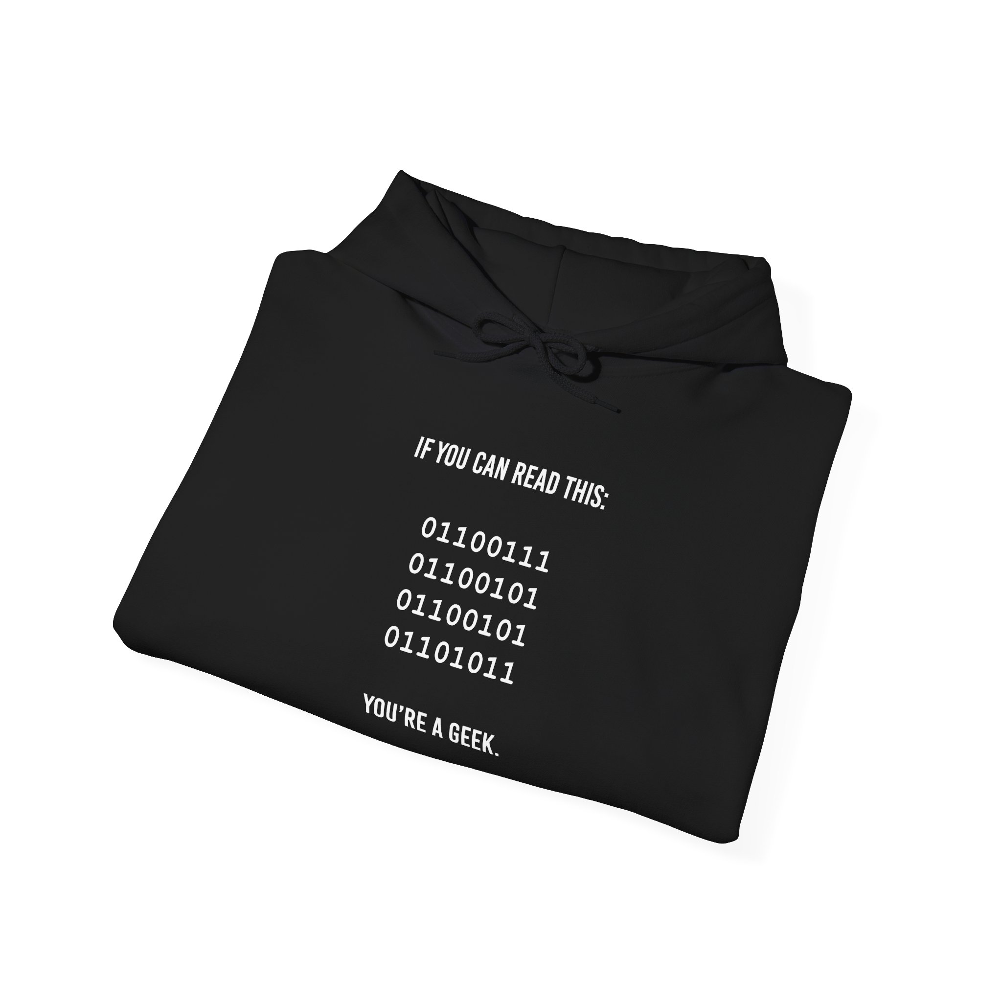 Geek Binary Code hoodie in Black, folded
