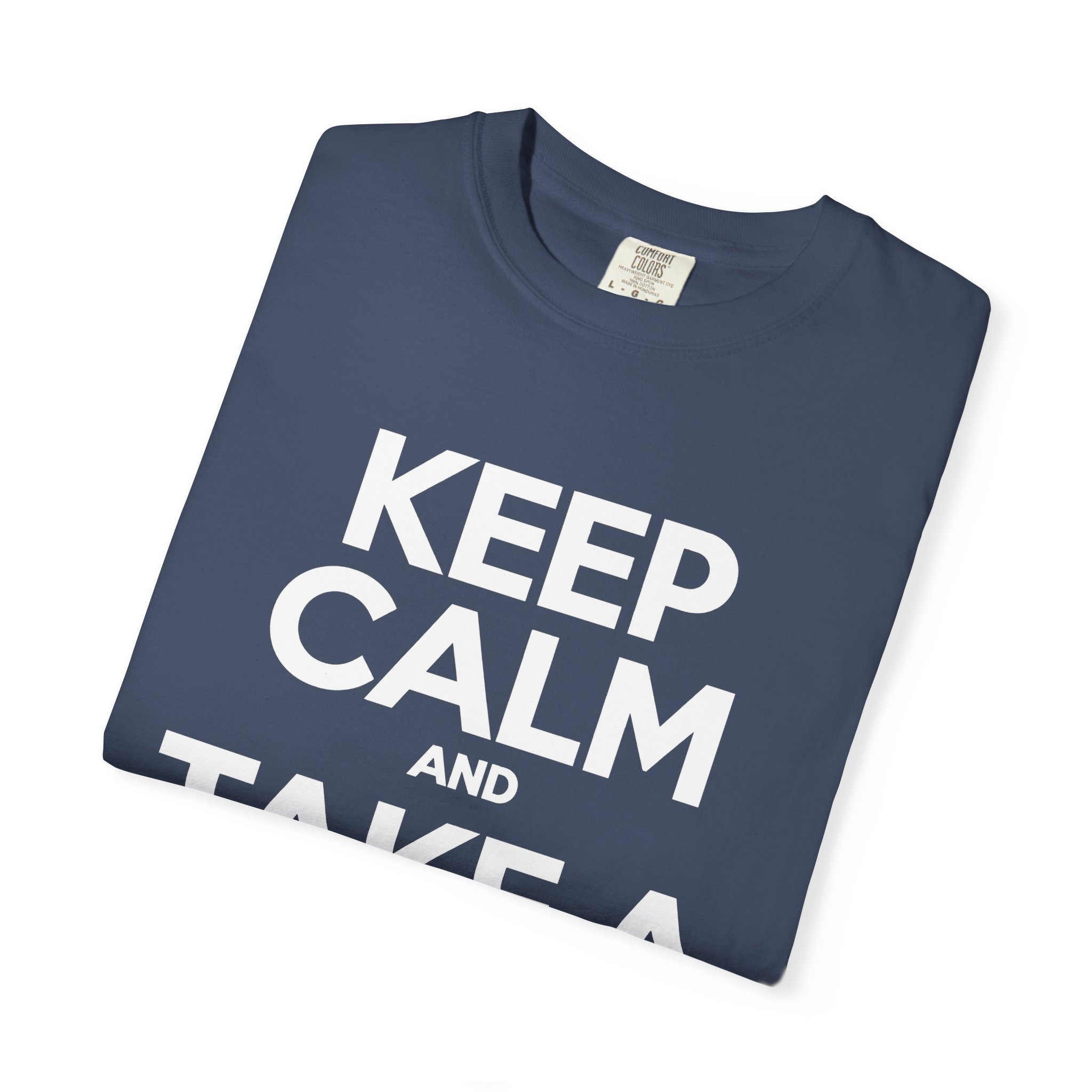 Keep Calm and Take a Break T-shirt in Midnight, folded