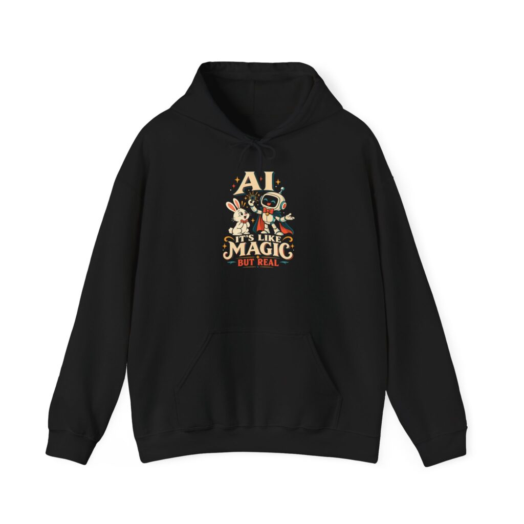 AI Magic Bunny hoodie in Black, front view
