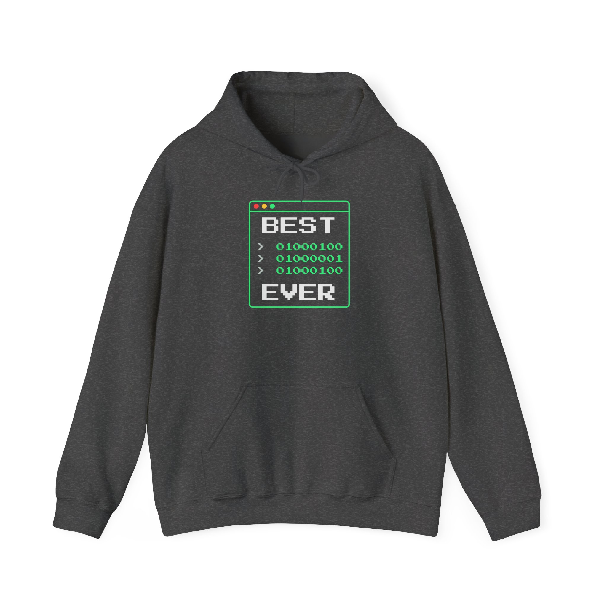 Best Dad Ever hoodie in Dark Heather, front view